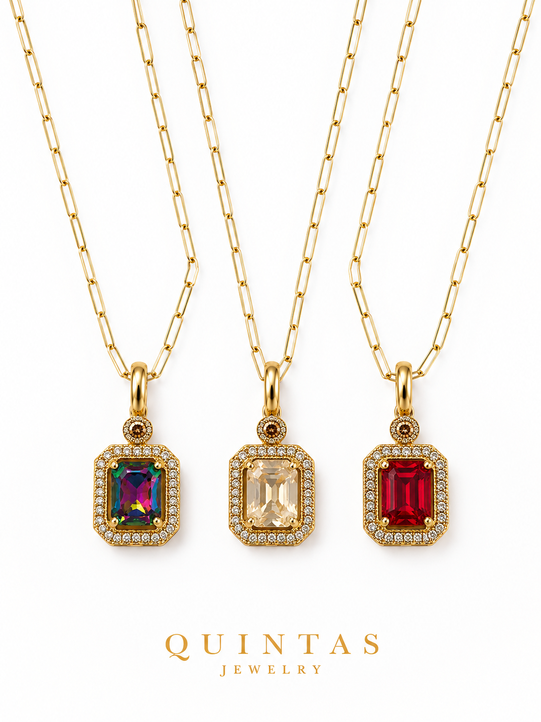 Royal Gemstone Paperclip Necklace