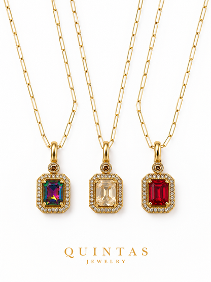 Royal Gemstone Paperclip Necklace