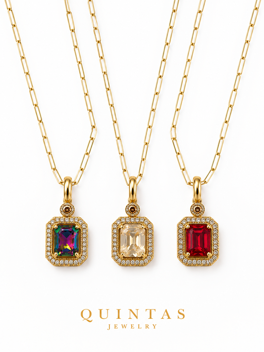 Royal Gemstone Paperclip Necklace