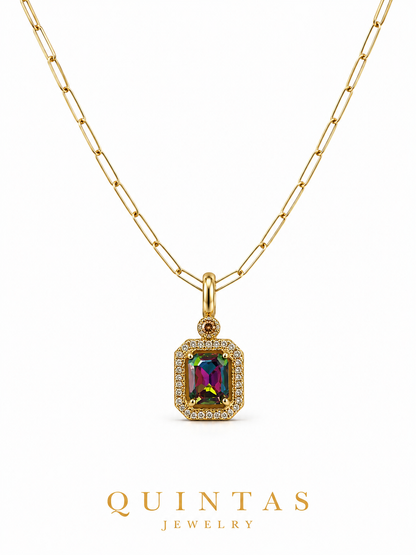 Royal Gemstone Paperclip Necklace