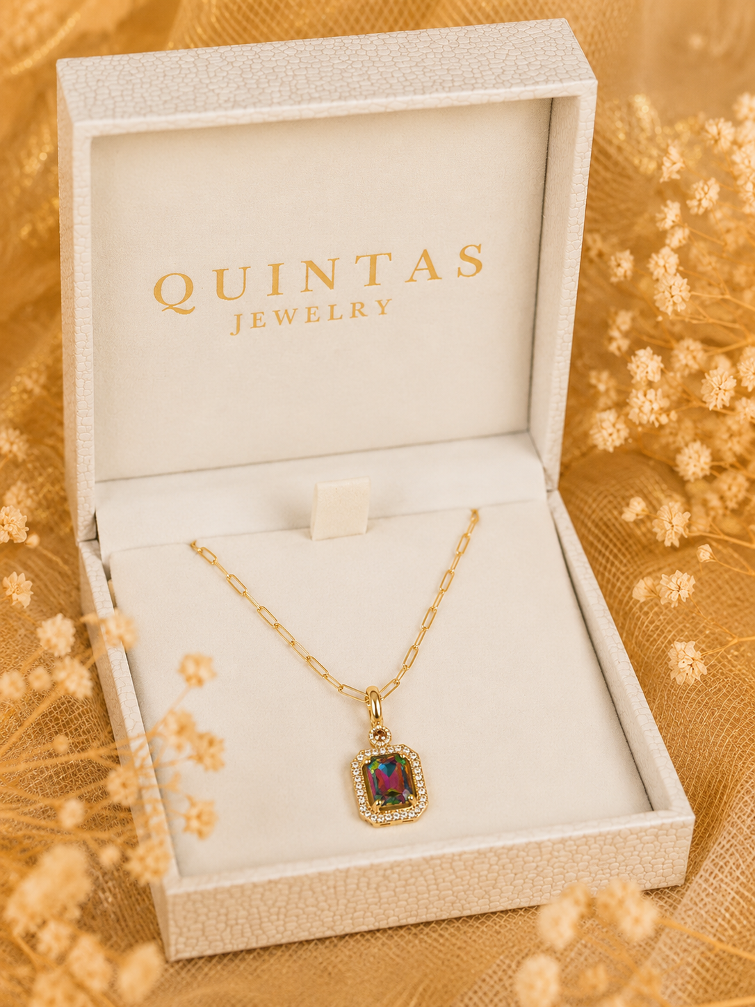 Royal Gemstone Paperclip Necklace