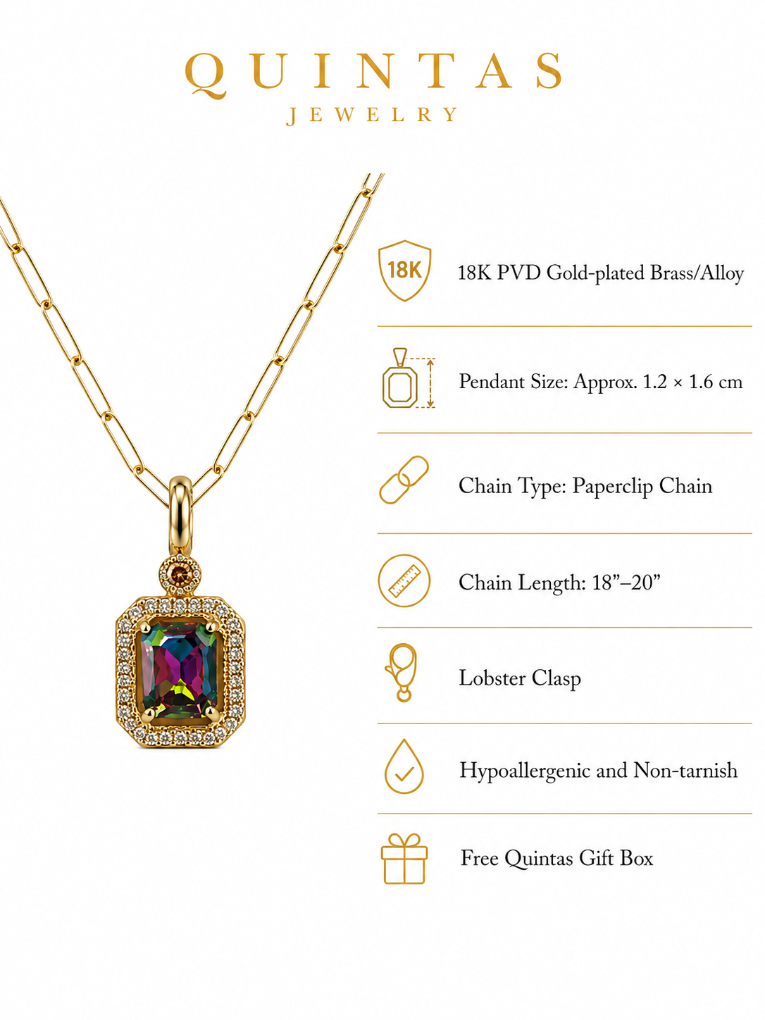 Royal Gemstone Paperclip Necklace