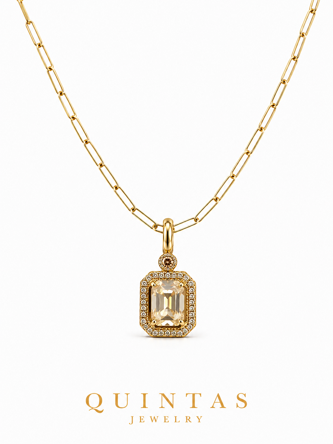 Royal Gemstone Paperclip Necklace