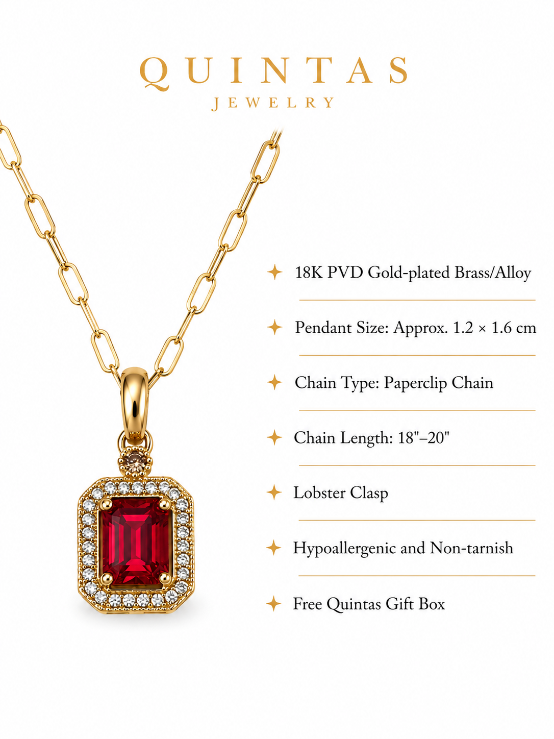 Royal Gemstone Paperclip Necklace