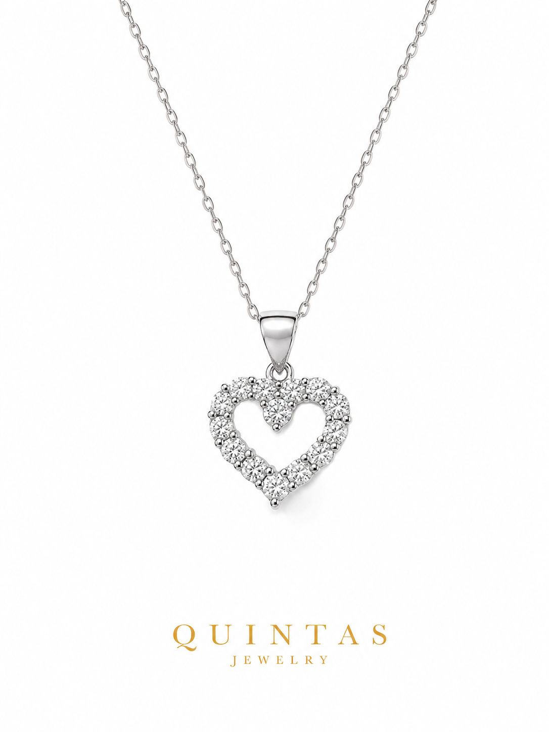 Iced Heart Silver Necklace