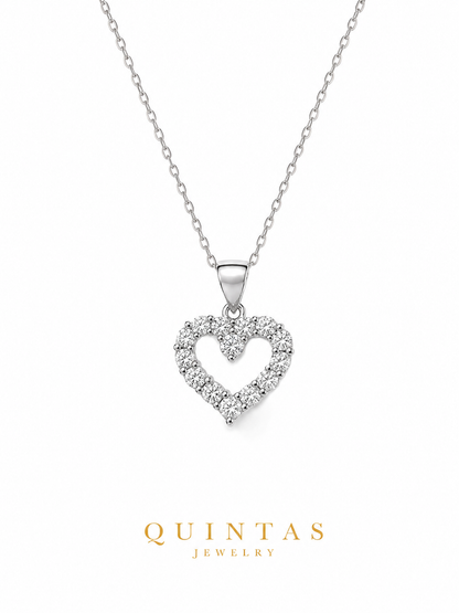 Iced Heart Silver Necklace