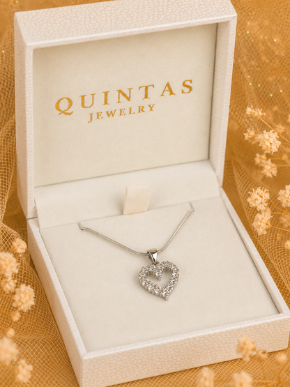 Iced Heart Silver Necklace