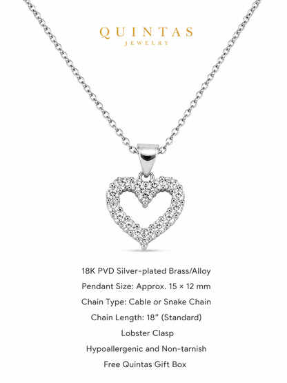 Iced Heart Silver Necklace