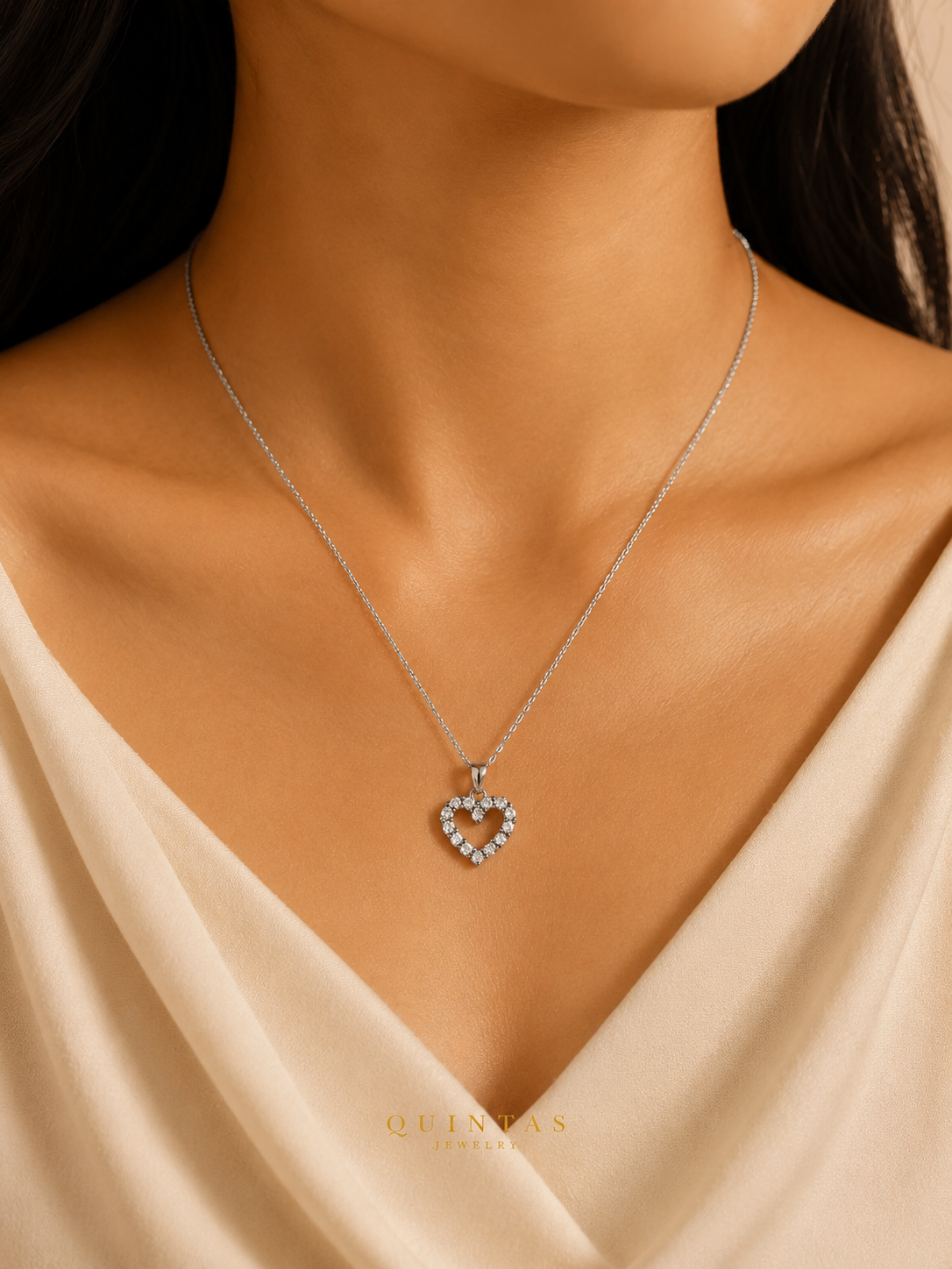 Iced Heart Silver Necklace