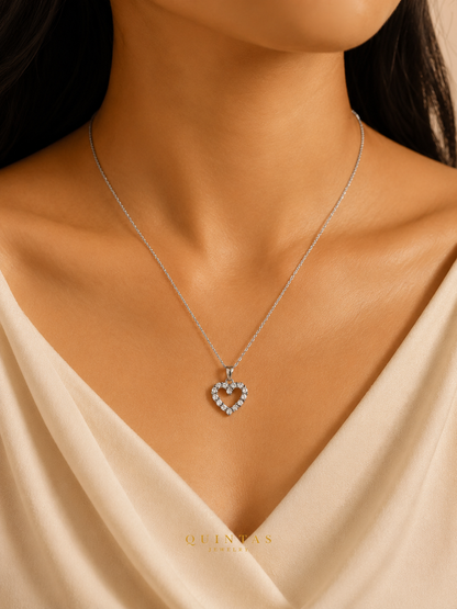 Iced Heart Silver Necklace