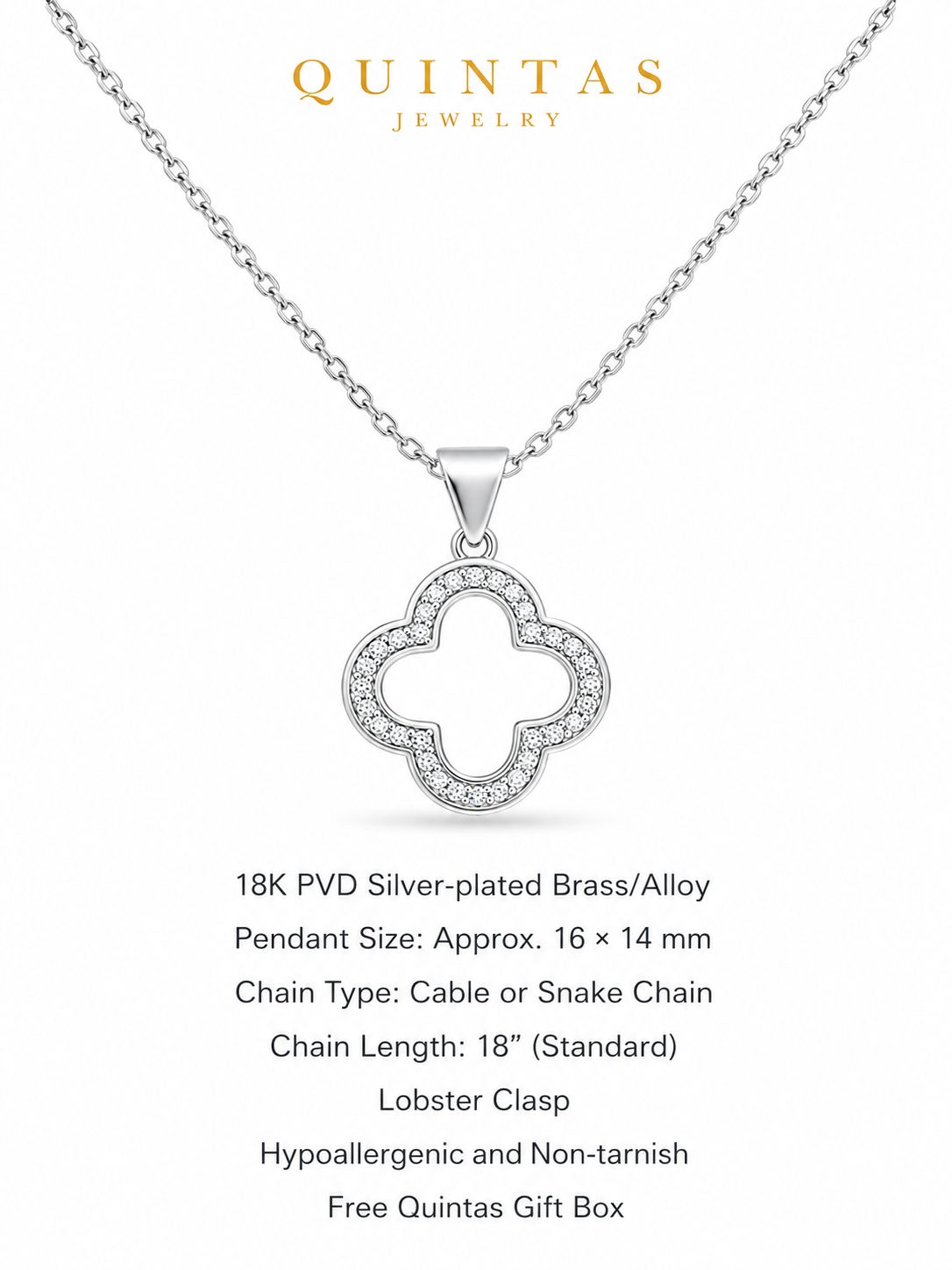 Silver Wish Clover Necklace