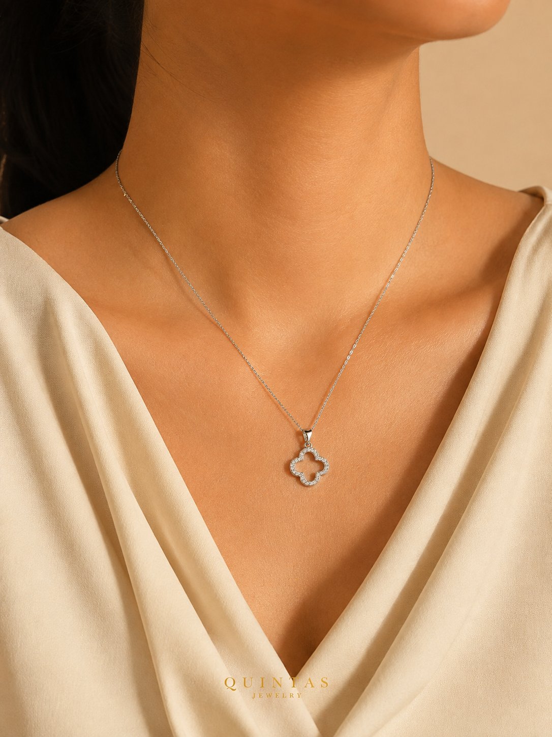 Silver Wish Clover Necklace