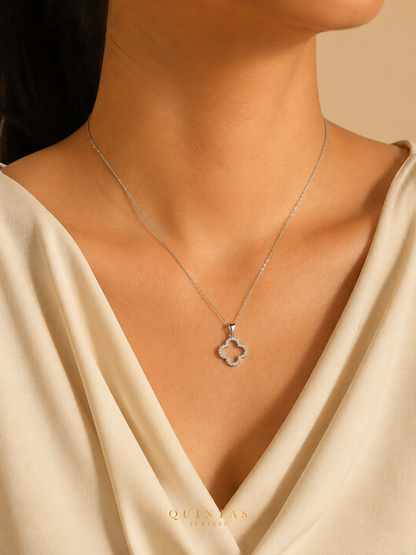 Silver Wish Clover Necklace