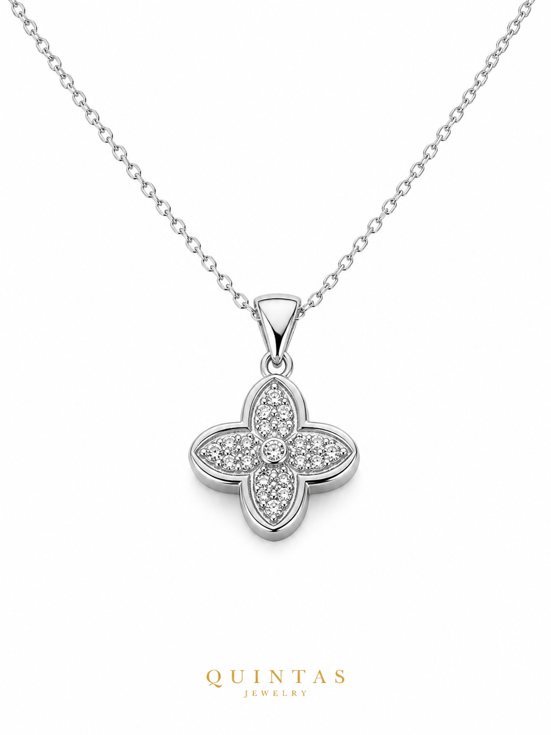 Silver Fortune Clover Necklace