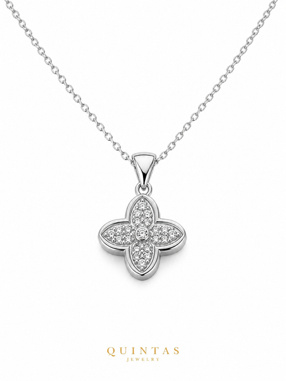 Silver Fortune Clover Necklace