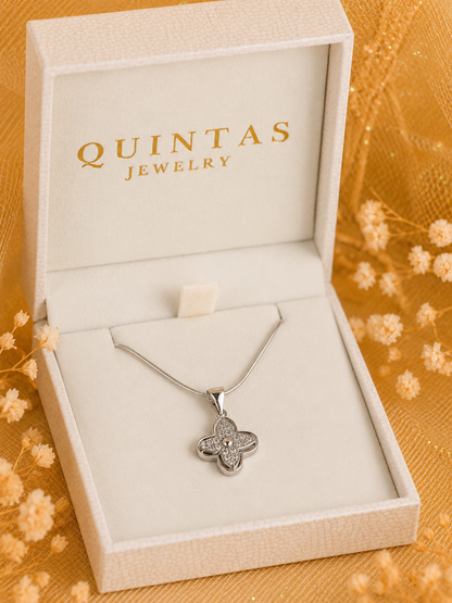 Silver Fortune Clover Necklace