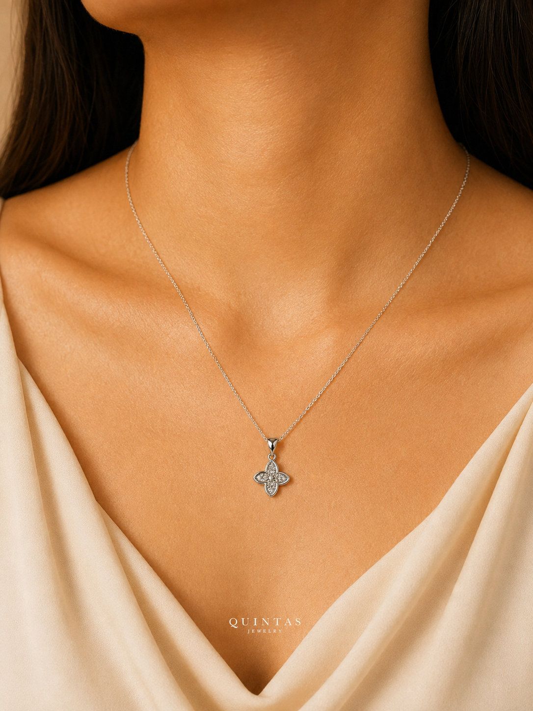 Silver Fortune Clover Necklace