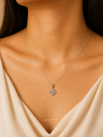Silver Fortune Clover Necklace