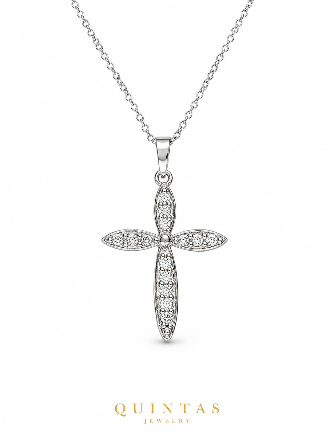 Petal Cross Silver Necklace