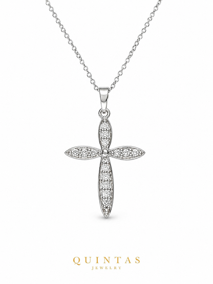 Petal Cross Silver Necklace