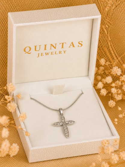 Petal Cross Silver Necklace