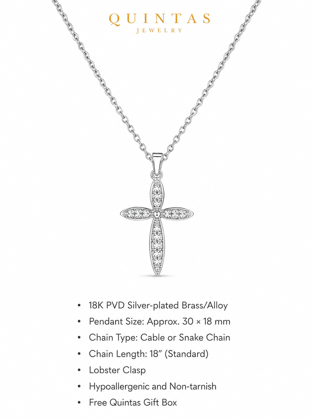 Petal Cross Silver Necklace