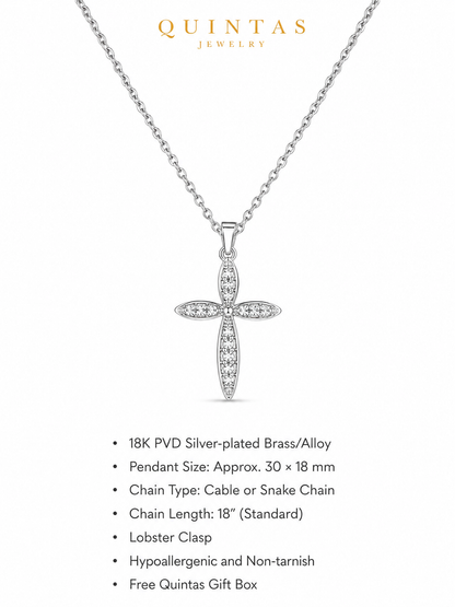 Petal Cross Silver Necklace