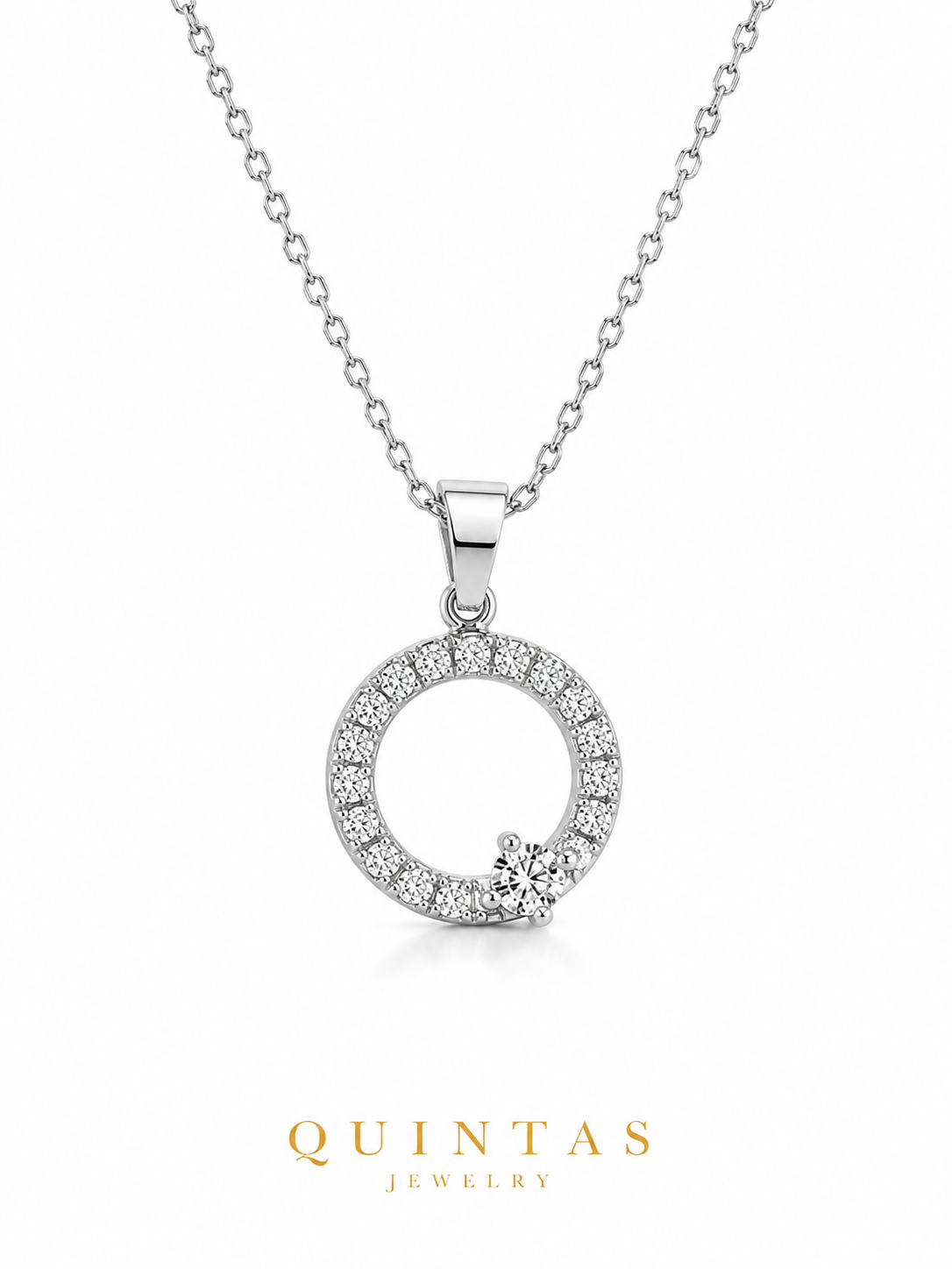 Crystal Orbit Silver Necklace