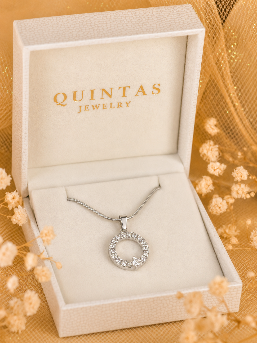 Crystal Orbit Silver Necklace