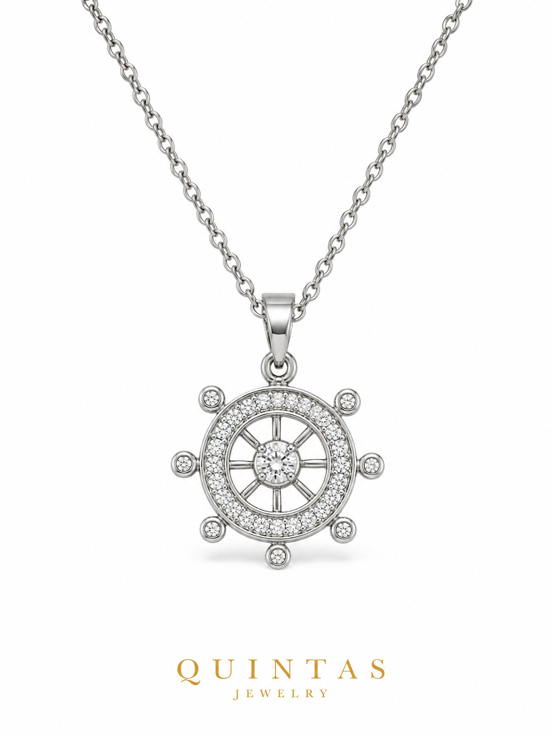 Ship Wheel Silver Necklace