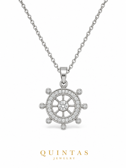 Ship Wheel Silver Necklace