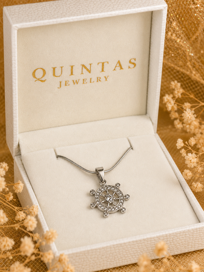 Ship Wheel Silver Necklace