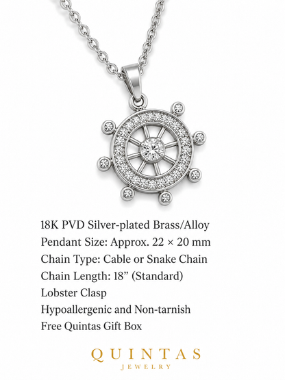 Ship Wheel Silver Necklace