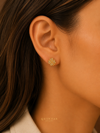 Lucky Four Leaf Stud Earrings