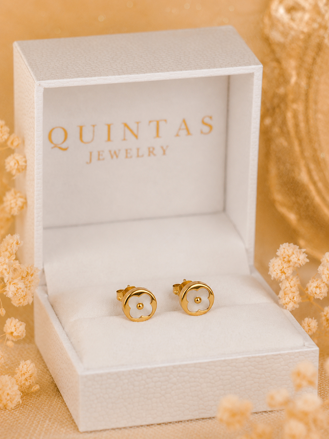 Ivory Clover Stud Earrings