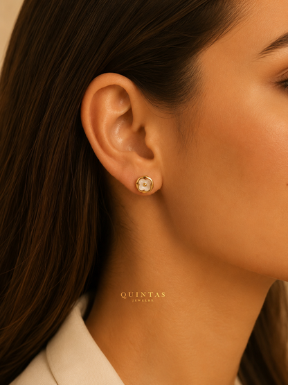Ivory Clover Stud Earrings