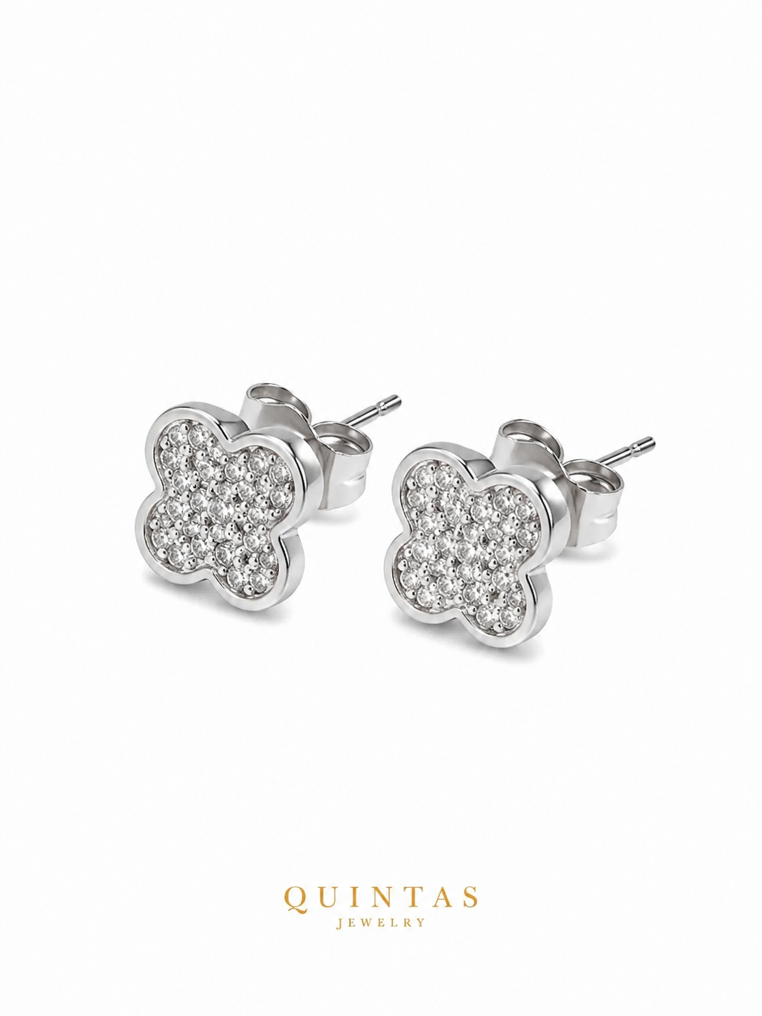 Classic Clover Silver Stud Earrings