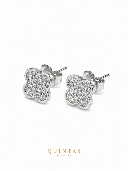 Classic Clover Silver Stud Earrings