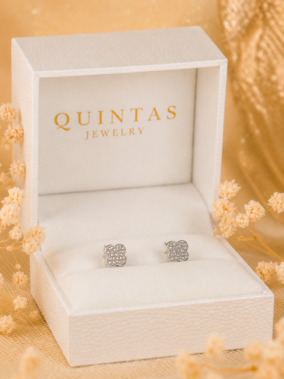 Classic Clover Silver Stud Earrings