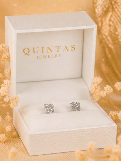 Classic Clover Silver Stud Earrings