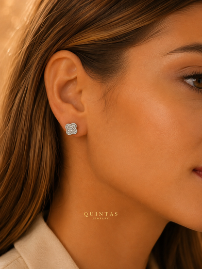 Classic Clover Silver Stud Earrings