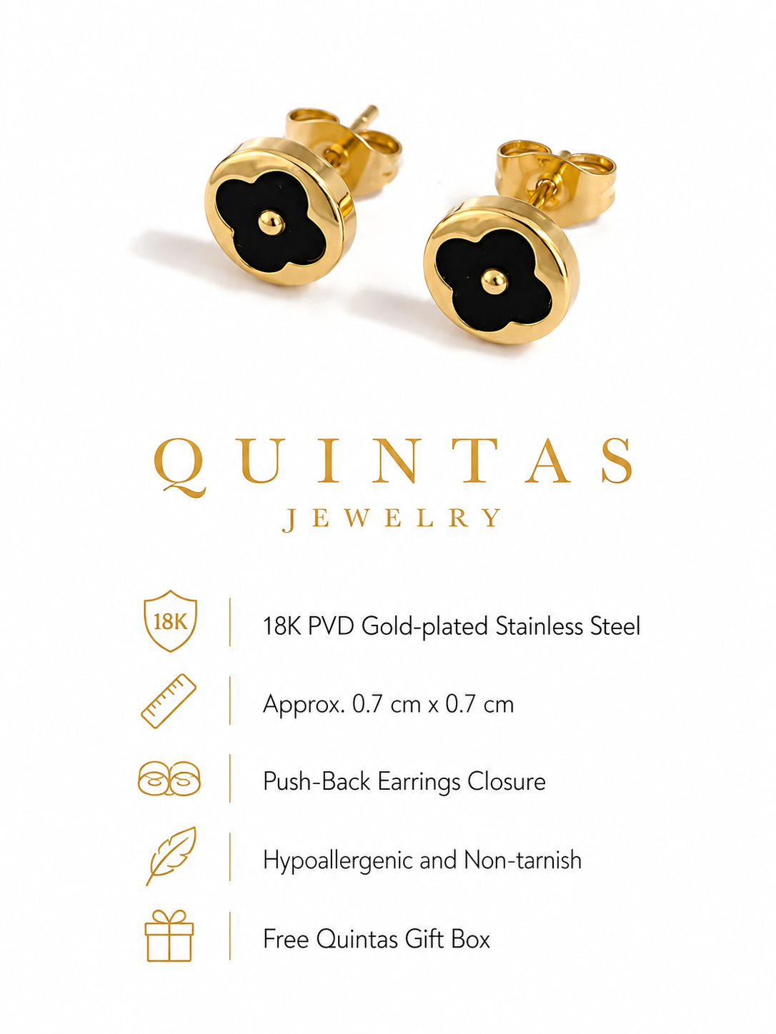 Midnight Clover Stud Earrings