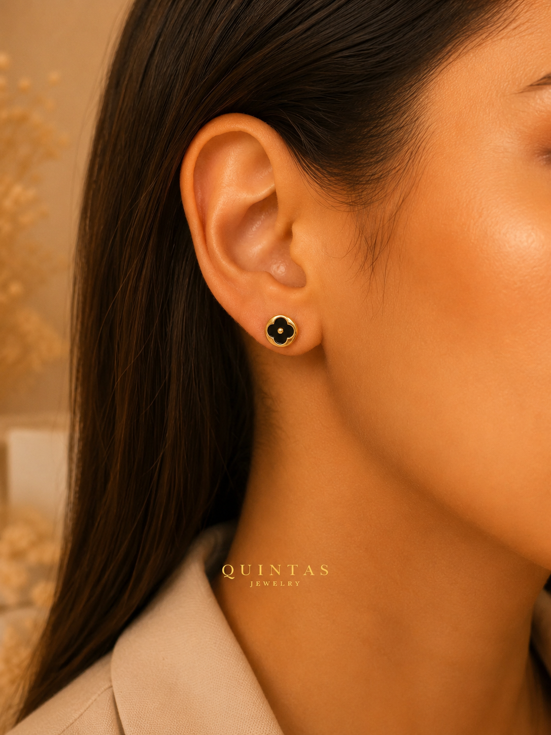 Midnight Clover Stud Earrings