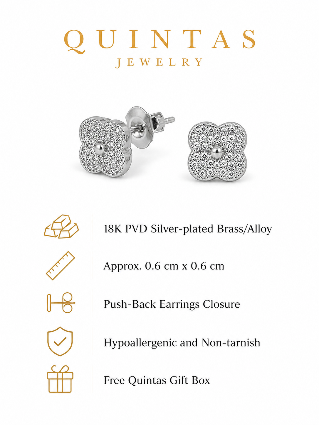 Lucia Silver Clover Stud Earrings