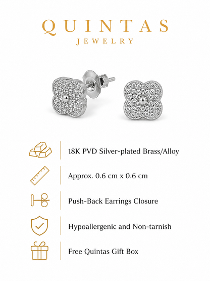 Lucia Silver Clover Stud Earrings