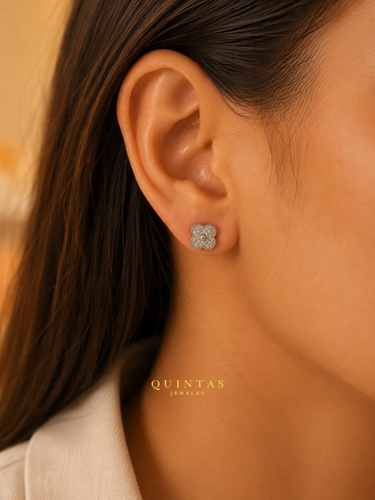 Lucia Silver Clover Stud Earrings