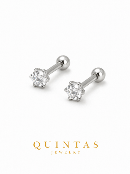 Julia Round Cut Silver Earrings