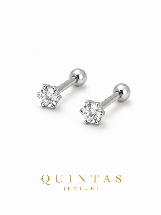 Julia Round Cut Silver Earrings