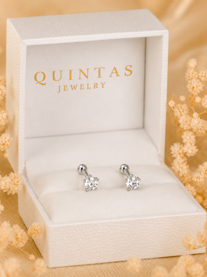 Julia Round Cut Silver Earrings