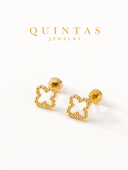 Golden Clover Stud Earrings